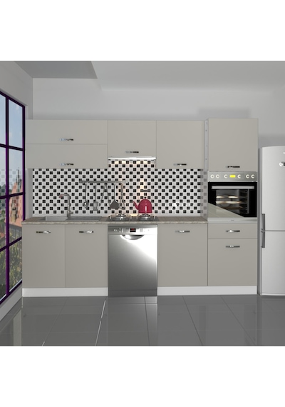 Decoraktiv Elite 280y Ankastre Boy Dolaplı Mdf Hazır Mutfak Dolabı - Tezgah Dahil - Kumtaşı Kum Beji