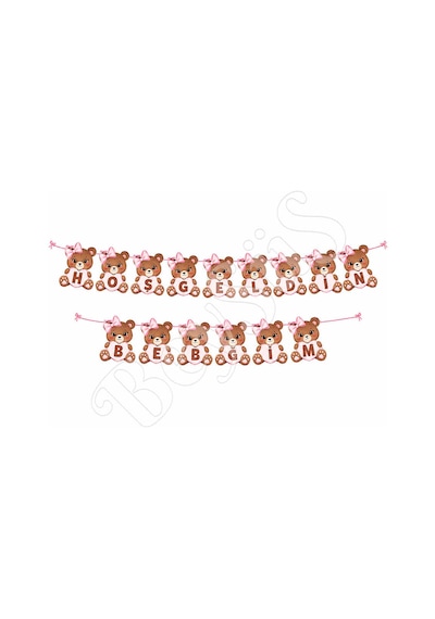 Hoşgeldin Bebeğim Ayıcık Temalı Banner Pembe
