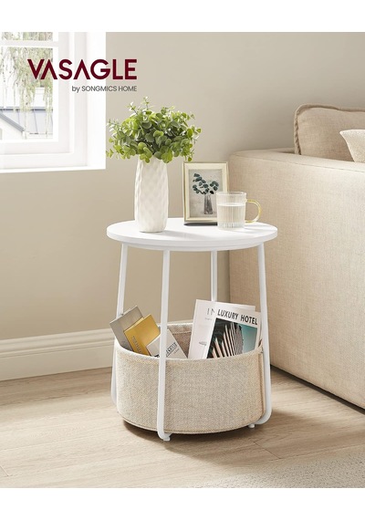 Yuvarlak Sehpa, Küçük Masa, Sehpa Küçük, Kumaş Sepetli Oturma Odası Masası, Oturma Odası, Yatak Odası İçin Depolama Alanı, Modern Komodin, Beyaz-bej Let223w10 Çok Renkli Yuvarlak Sehpa, Küçük Masa, Sehpa Küçük, Kumaş Sepetli Oturma Odası Masası, Oturma Odası, Yatak Odası İçin Depolama Alanı, Modern Komodin, Beyaz-bej Let223w10 Çok Renkli