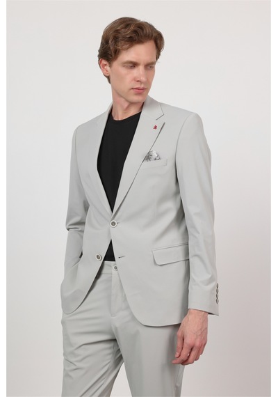 İmza Taş Rengi Kendinden Desenli Mono Yaka 6 Drop Slim Fit Takım Elbise 1001260162