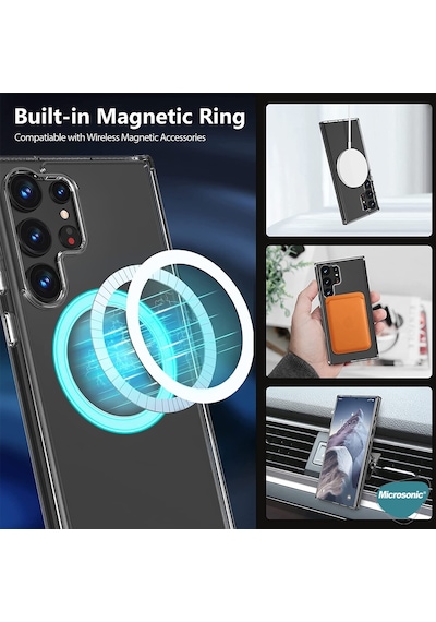 Microsonic Samsung Uyumlu Galaxy S23 Ultra Kılıf MagSafe Clear Soft Şeffaf