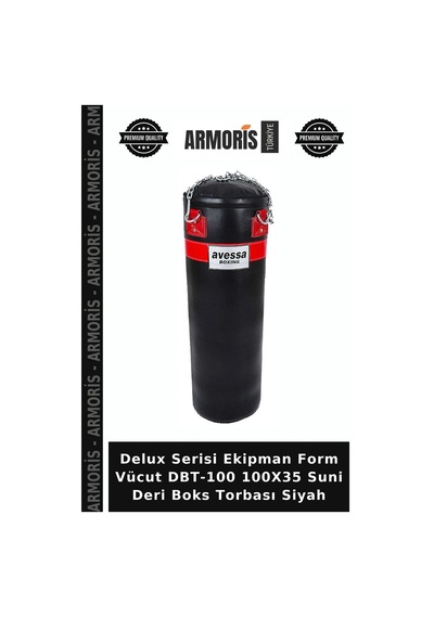 Delux Serisi Ekipman Form Vücut Dbt-100 100x35 Suni Deri Boks Torbası Siyah