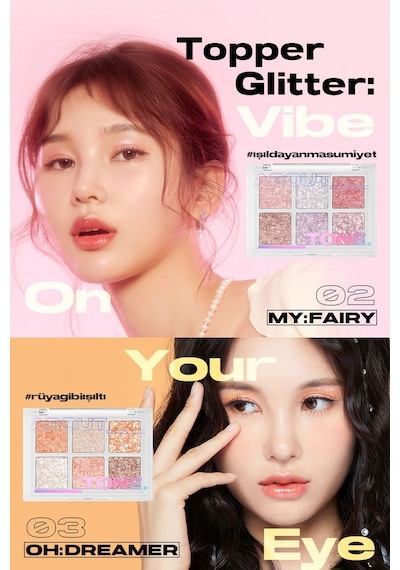 About Tone 6’Lı Yoğun Glitter Paleti Oh My Glitter Pop 02 My Fairy 02 My Faıry