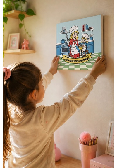 Dünyanın En Tatlı Annesine Temalı Eğitici Boyama Tuvali Şövalesiz Boya Seti 20x20 Cm