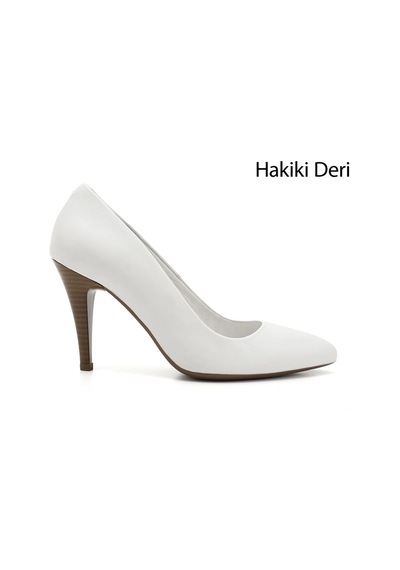 Gönderi(R) Gönderi R Beyaz Antik Sivri Burun İnce Topuklu Hakiki Deri Stiletto Beyaz