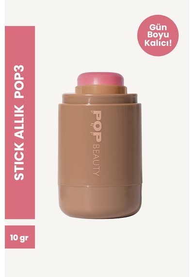 Pop Beauty Doğal Görünüm, Nemlendirici Etkili, Yanak Ve Dudak Renklendirici Stick Allık, Pop 3 8684415590268 Pop3