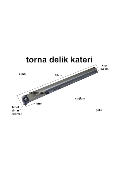 Torna Delik Kateri S16q Elmaslı Torna Kater Bıçağı Elmas Sağlam