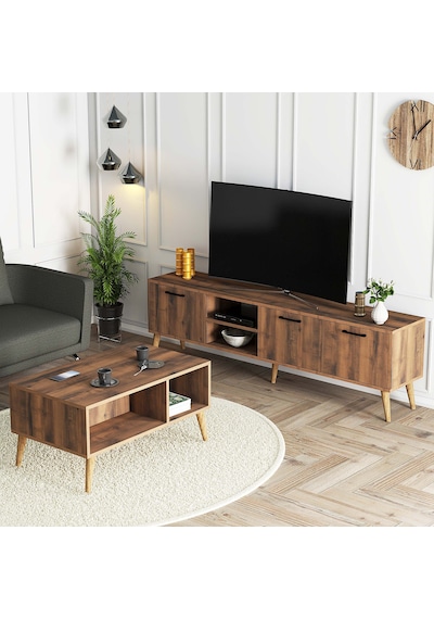 Set 1583-2072 Exxen 180 Cm Tv Ünitesi + Exxen Orta Sehpa - Hat Rengi Set 1583-2072 Exxen 180 Cm Tv Ünitesi + Exxen Orta Sehpa - Hat Rengi