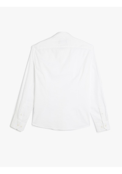 Koton Pamuklu Düğmeli Yaka Slim Fit Uzun Kollu Gömlek Beyaz 5wam60051hw Beyaz