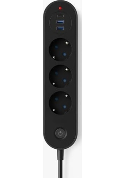 3 Lü Priz 2 Usb-a + 1 Usb-c Termal Akım Korumalı, 2500w Güç, Aç/kapa Anahtarlı, Isıya Dayanıklı