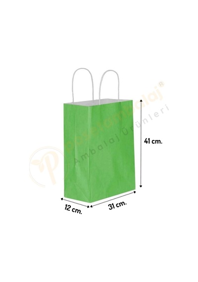 Yeşil Kraft Çanta Büyük Boy 31x12x41 Cm 25 Adet