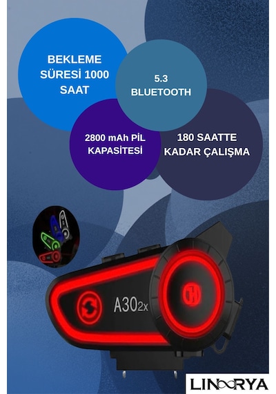 Blıc A30 2x Bluetooth Eşleşmeli Motosiklet Kask Kulaklığı Intercom Kulaklık