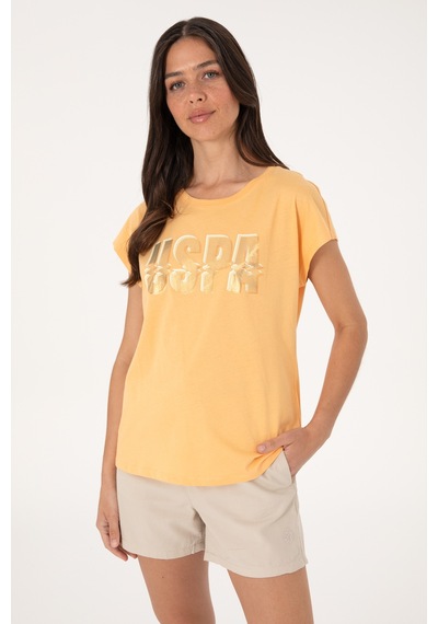 U.S. Polo Assn. Kadın Turuncu Bisiklet Yaka Tişört 50299764-VR202