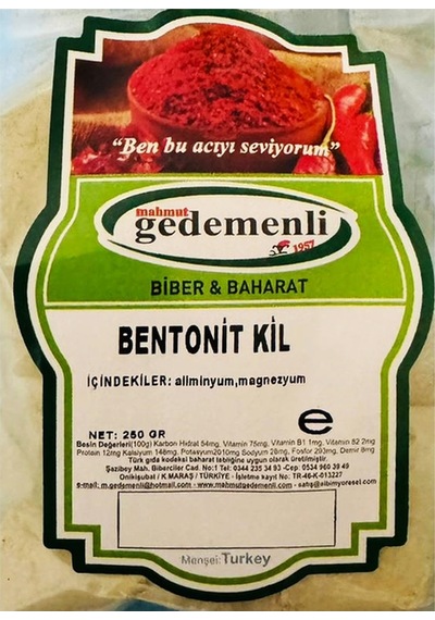 Gedemenli Bentonit Toz Kil 250 G