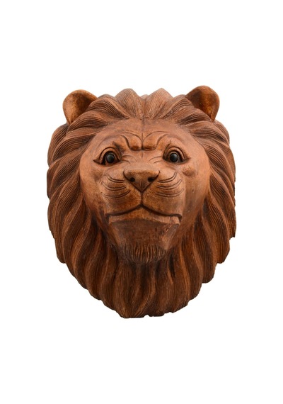 Maun Ağacı Aslan Kafası El Yapımı Duvar Dekoru Biblo 40cm