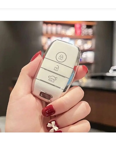 Autohan Keys Kia Rio, Ceed, Sportage, Sorento, Picanto, Soul, Stonic Anahtar Kılıfı Sustasız Anahtar Uyumlu Beyaz & Gümüş