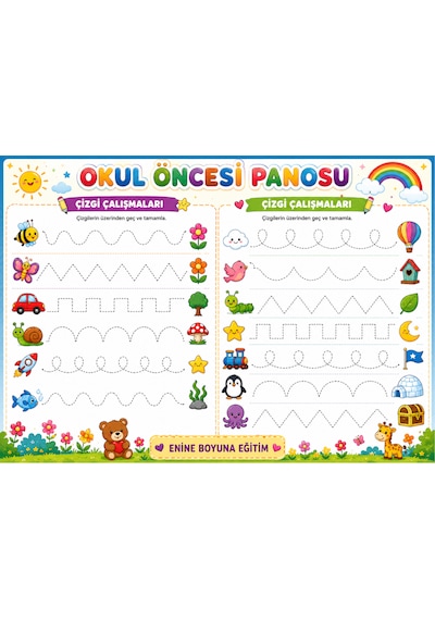 Okul Öncesi Panosu Spiralli Büyük Boy Kitap A3 Boyut Silinebilir Kalem İlaveli