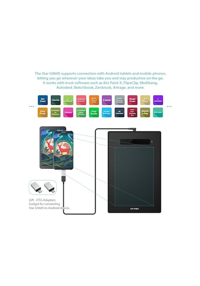 Tr G960s Grafik Tablet 9x6 İnç Kalem Tablet Çizim Tableti, Windows 10/8/7 Ve Mac Os Ve Android İçin Pilsiz Stylus İle
