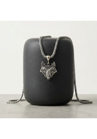 Viking Kurt Başı Kolye Erkek 925 Ayar Gümüş Wolf Head Pendant Minimalist Nordic Erkek Kolyesi