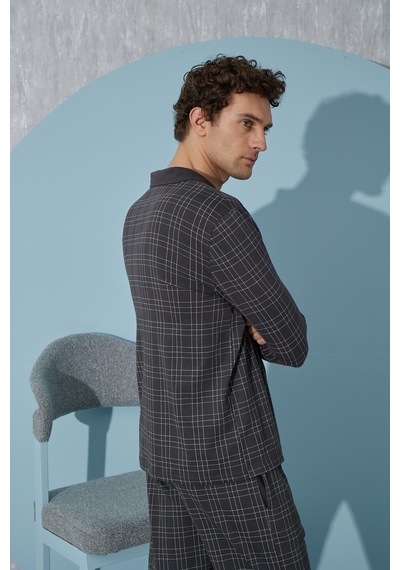 Sevim Erkek Uzun Kol Füme Pijama Takımı C9t4n4o7 001