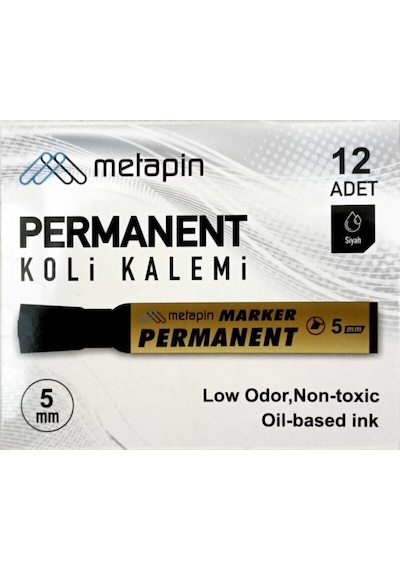 Metapin 5 Mm Permanent Koli Kalemi Siyah 12 Li
