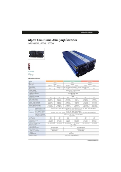 Alpex 1000 Watt 12 Volt Ups Şebeke Şarjlı Tam Sinüs İnverter
