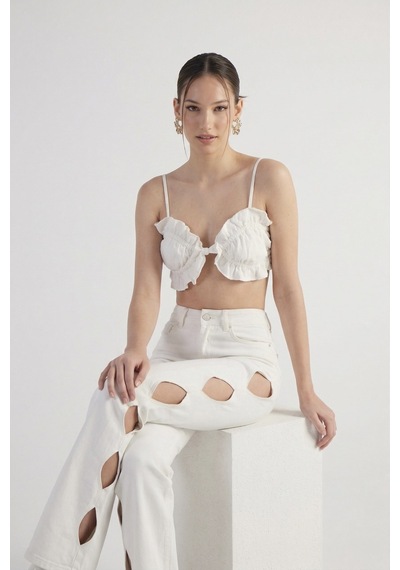 Holly Lolly Cutout Jean Pantolon Beyaz