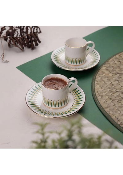 Porser Palm 4 Parça Kahve Fincan Takımı Yeşil