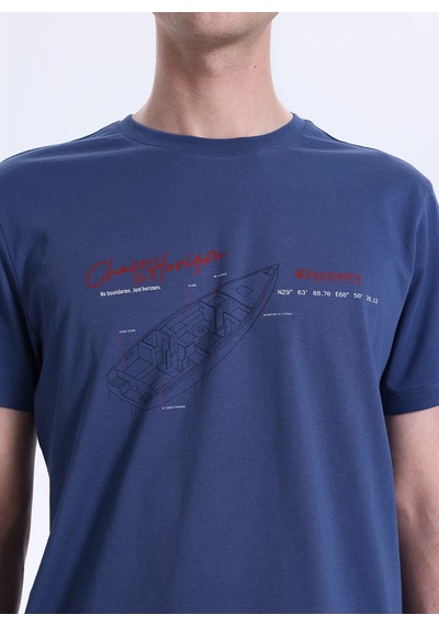 Discovery Expedition İndigo Erkek %100 Pamuk T-shirt D6sm-tst3791