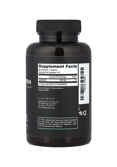 Humanx, Lactoferrin, 500 Mg, 30 Capsuleshumanx Nutrıtıon