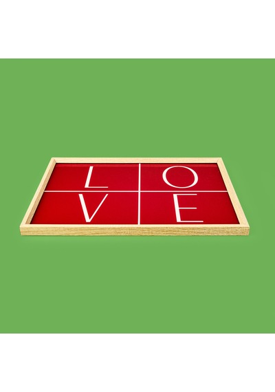 Deco Love Desenli Dekoratif Tepsi - Kırmızı - 28,5x41 Cm