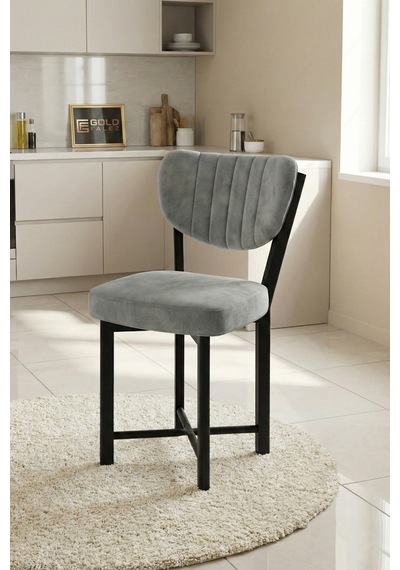 Sandalye 1 Adet Baby Face Kumaş Metal Modern Mutfak Sandalyesi Cafe Balkon Ofis Elma 9814 Gri