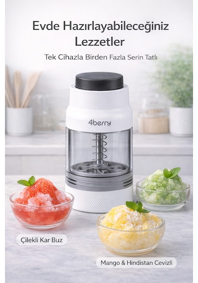 Mini Buz Kırıcı Ice Shaver Manuel, Bpa Free, Paslanmaz Çelik Bıçaklı, Taşınabilir Buz Rendesi Beyaz