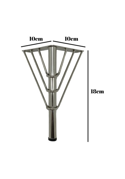 Metal Tel Boru Desenli Ayak Mobilya Masa Ve Dolap Ayağı Krom Metal 18cm 4 Adet