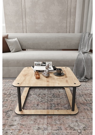 Arzum Home Hole Masivo Orta Sehpa 70x70 Kare Safir Meşe Meşe