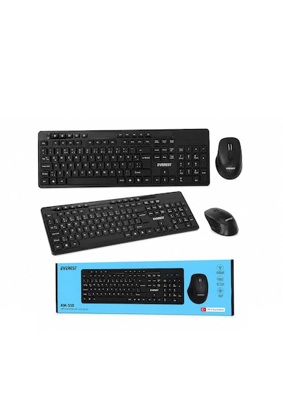 Go İthalat Kablosuz Multimedia Klavye - Mouse Seti Siyah Q Klavye Km-510 Optik