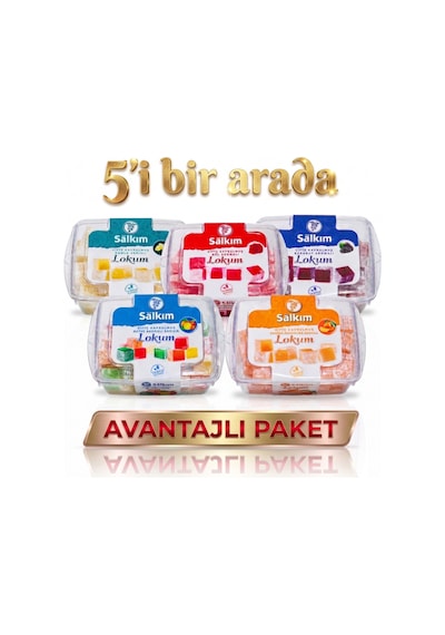Çifte Kavrulmuş Karışık Lokum Seti Mandalina, Karadut, Gül, Damla Sakız, Meyveli