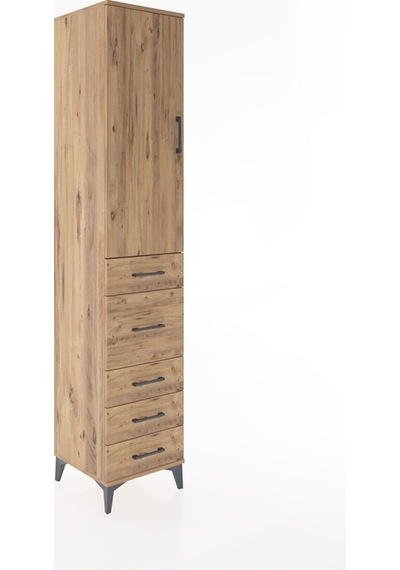 Hyperion Dolap 2 Raflı 5 Çekmeceli Tek Askılı 44x44x221 Çam-çam Atlas Çam