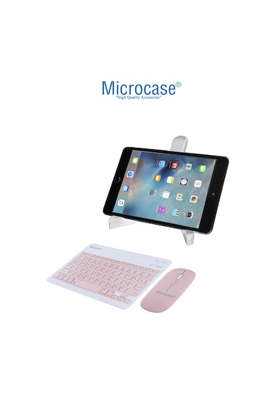 Samsung Uyumlu Tab A9 Sm-x110 Çanta+tr Bt Klavye+mouse+stand-pembeal8126
