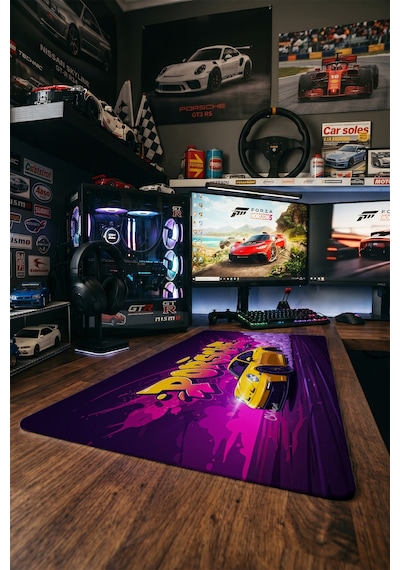 Porsche 911 Gt3 Rs Sarı Graffiti 40x90 Cm Oyuncu Mousepad Kaymaz Taban Büyük Boy Mousepad