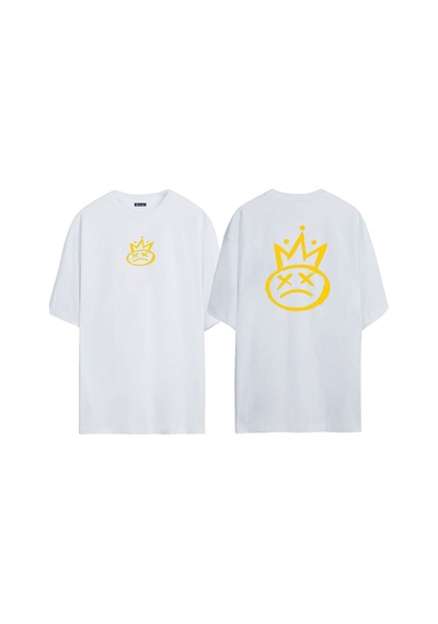 Thewert Unisex Smile Baskılı Beyaz Oversize T-shirt