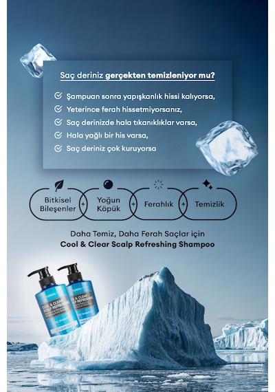 Canlandıcı Ve Ferahlatıcı Saç Bakım Şampuanı Kundal Cool & Clear Scalp Refreshing 500ml Aqua Mint
