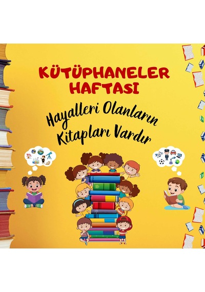 Kütüphaneler Haftası Premium Vinil Pano 160 160 Cm 01 Tek Parça 7