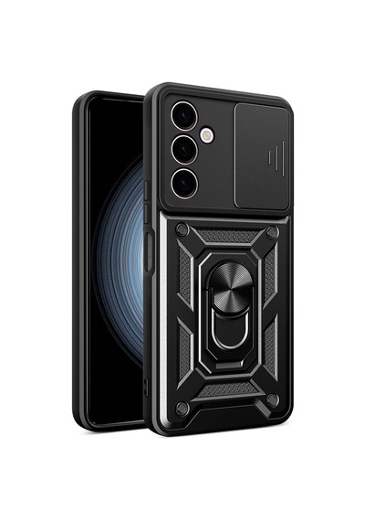 Zore Samsung Galaxy Uyumlu A24 Kılıf Magnetik Standlı Kamera Korumalı Omsy Sürgülü Vega Kapak - Mavi