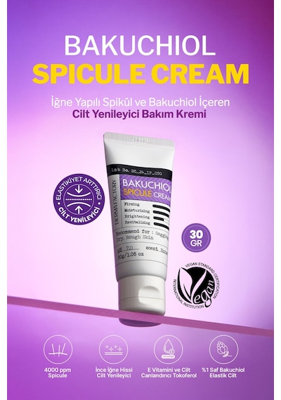 Derma Factory Cilt Yenileyici İğne Yapılı Spikül ve Bakuchiol Krem Derma Factory %0.4 Spicule Cream