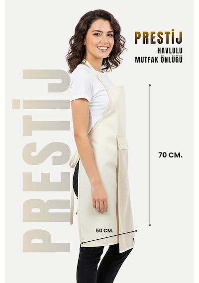 Prestij Sıvı Geçirmez Su Geçirmez Mutfak Önlüğü Krem