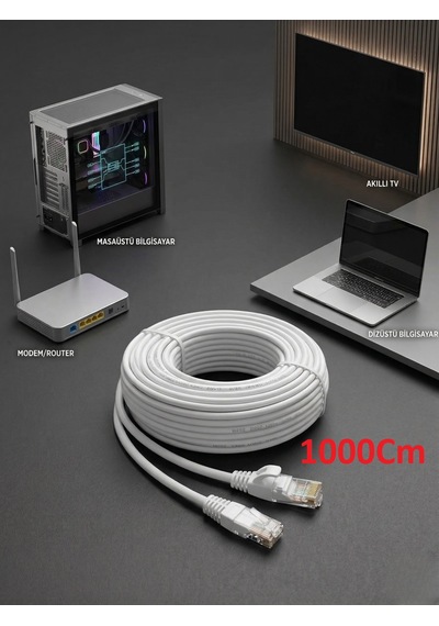 10mt Cat6 Ethernet Kablosu, Ev Ve Ofis Ağlarında Yüksek Hızlı İnternet Ve Veri Aktarımı 1000mbps Rj45 Kablo