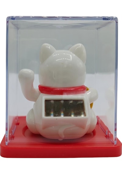Maneki Neko El Sallayan Mini Şans Kedisi Beyaz Solar Güneş Enerjili 5x5cm S1byz01
