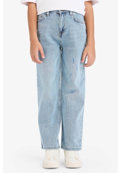 Defacto Erkek Çocuk Loose Fit Yırtık Detaylı Düz Paça Jean Pantolon G6698a826spnm39 Mavi-nm39