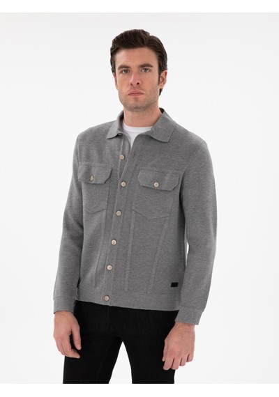 Cacharel Gri Regular Fit Triko Hırka